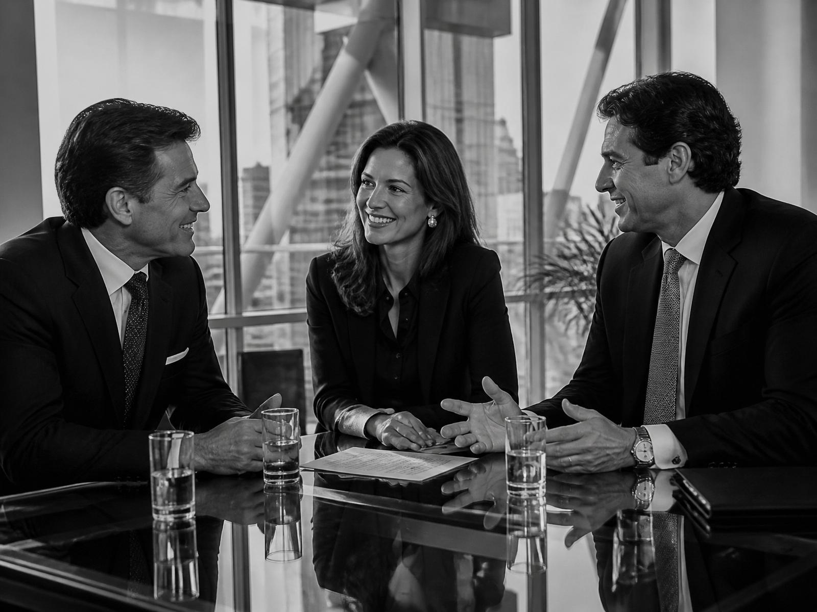 Executivos em reunião estratégica