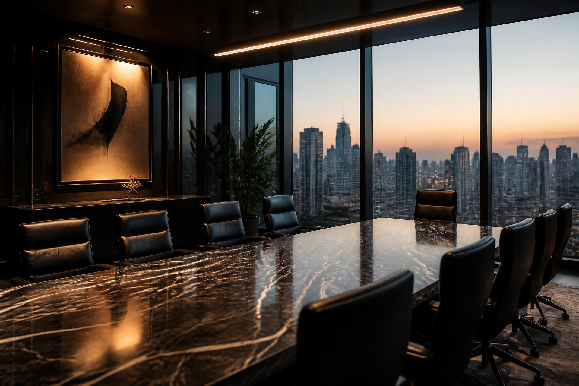 Sala de reuniões executiva ao entardecer